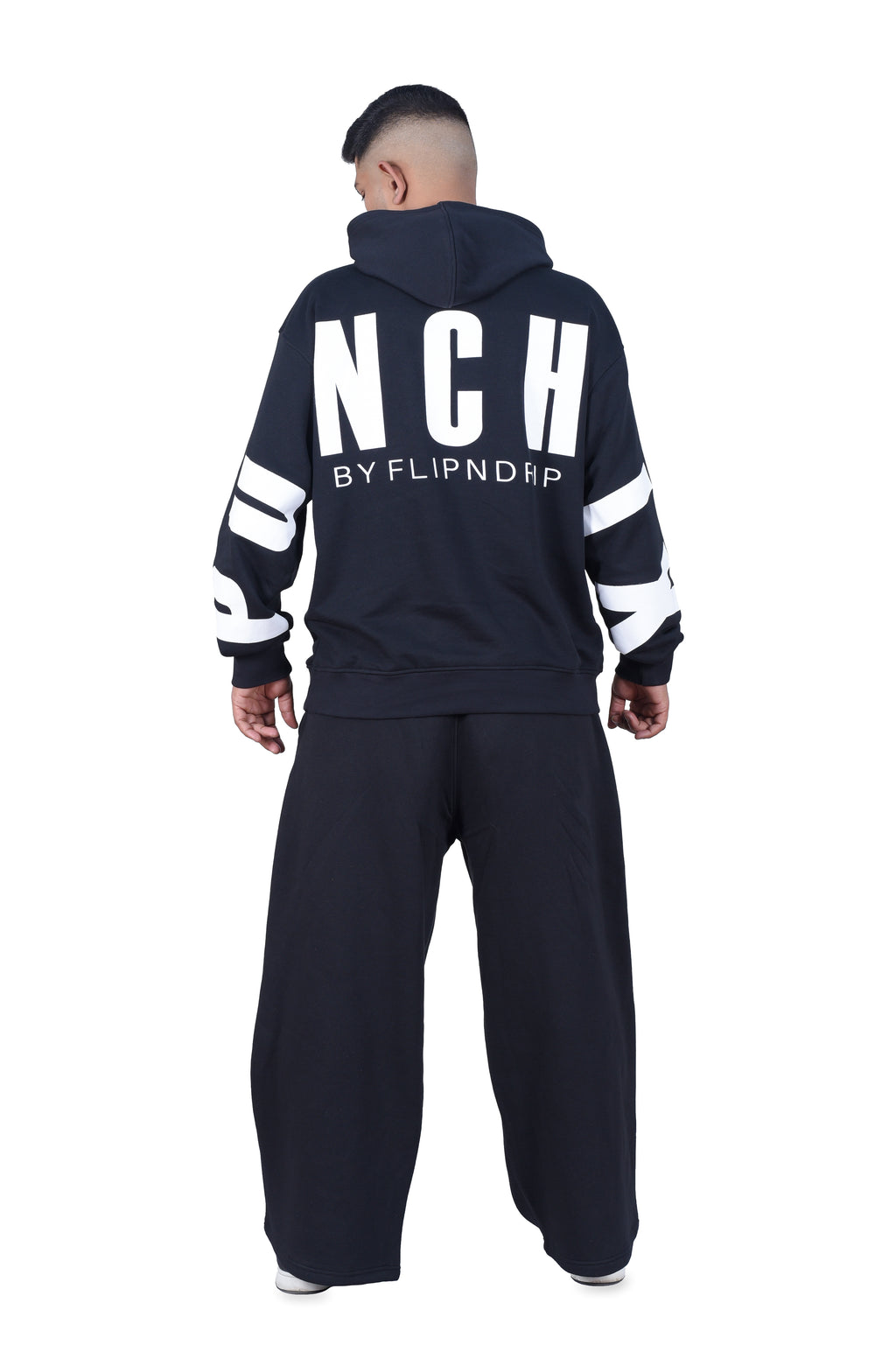 Punchix Black Hoodie & Wide-Leg Baggy Pants Set | Premium Streetwear Combo