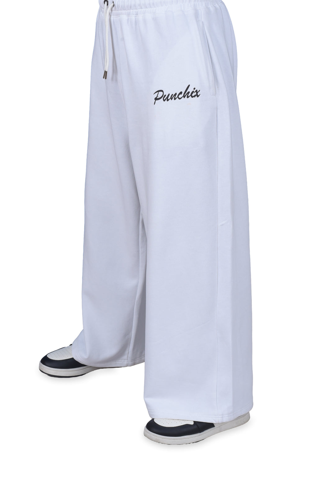 Punchix White Hoodie & Wide-Leg Baggy Pants Set | Premium Streetwear Combo